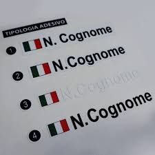 Lettere adesive con nome e cognome e bandiera italiana