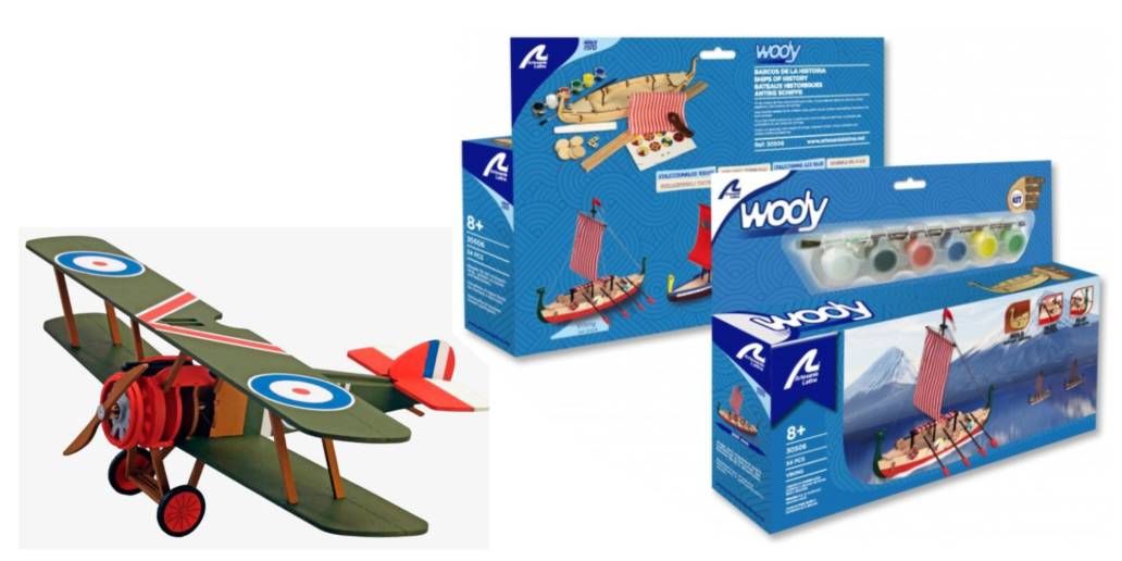 Modellini di navi e aerei in legno per bambini